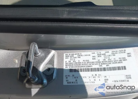 2017 Ford Escape Se from USA, damaged, VIN 1FMCU0GD2HUC22601